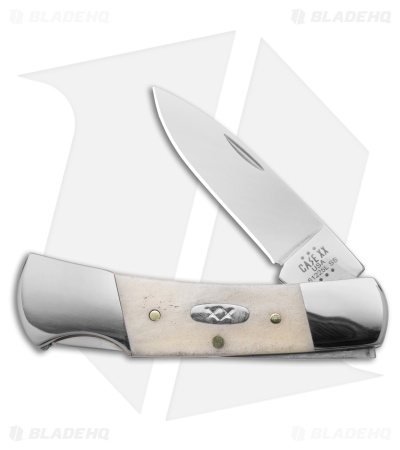 Case Lockback Knife 3" White Smooth Natural Bone (61225L SS) 13314