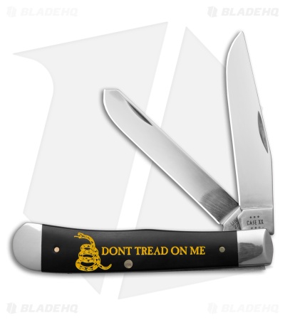 Case Trapper Knife 4.1" Don't Tread On Me Black Synthetic (2254 SS) 06090
