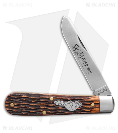 GEC Tidioute Cutlery #85 Beaver Tail Knife 2.8"Jigged Braz Cherry Wood 394124