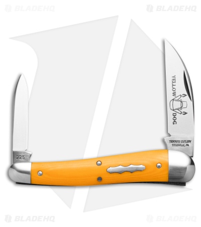 GEC Tidoute Cutlery #38 Campfire Whittler Yellow Linen Micarta (2.4" Satin)