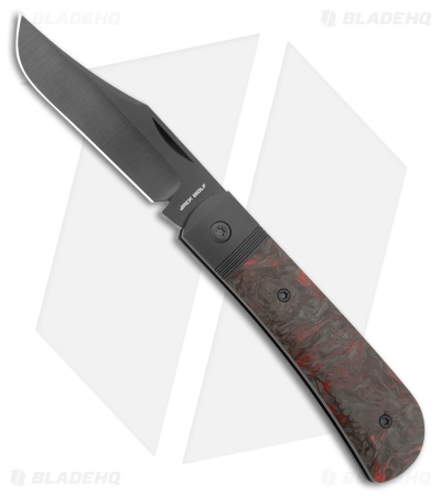 Jack Wolf Knives Benny's Clip Slip Joint Knife Red Dark Matter CF (3" Black)