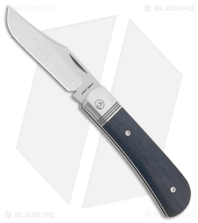 Jack Wolf Knives Benny's Clip Steel Series Knife  Blue Micarta (3" Satin)