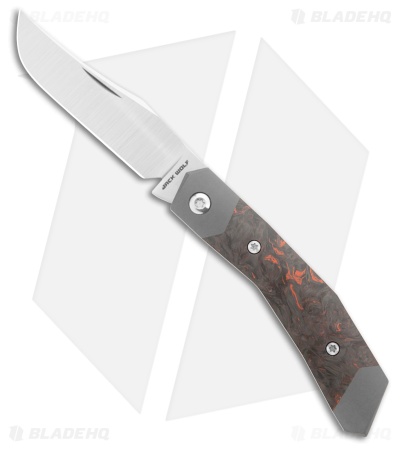 Jack Wolf Knives Mini Cyborg Jack Slip Joint Knife Orange Fat CF (2.6" Satin)