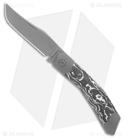 Jack Wolf Knives Mini Cyborg Jack Slip Joint Knife White Marble CF (2.6" BB/SW)