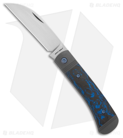 Jack Wolf Knives Venom Jack 02 Slip Joint Knife Blue Marble CF (3" Satin)