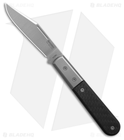 LionSteel Shuffler Clip Point Slip Joint Knife Black Carbon Fiber (3" Satin)