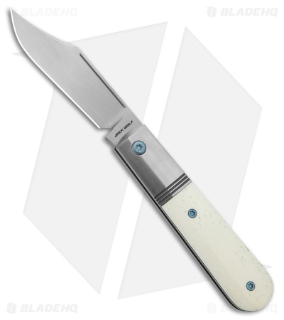 Jack Wolf Knives Big Bro Jack Slip Joint Knife White Bone (3" Hand Satin)