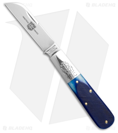 GEC Two Acorn Barlow Knife Navy Blue Sawcut Bone (3.1" Satin) 863125SS