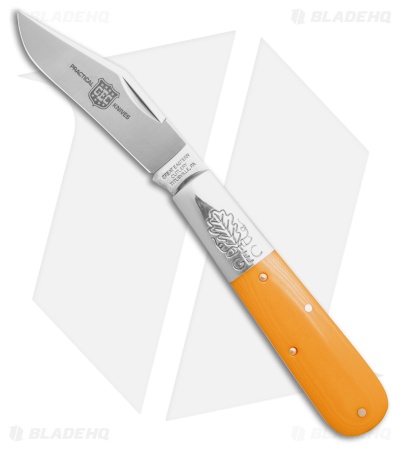 GEC Two Acorn Barlow Knife Yellow Linen Micarta (3.1" Satin) 861125SS