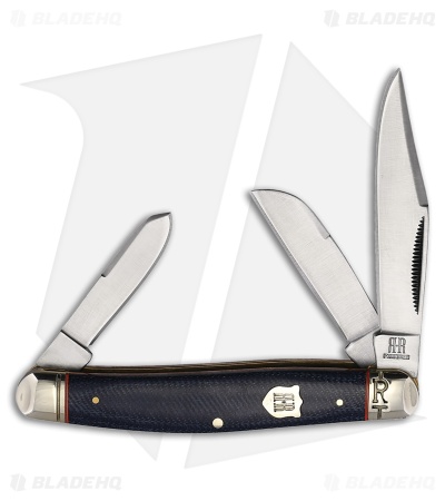 Rough Ryder Stockman Knife 3.5" Blue Denim Micarta RR2344