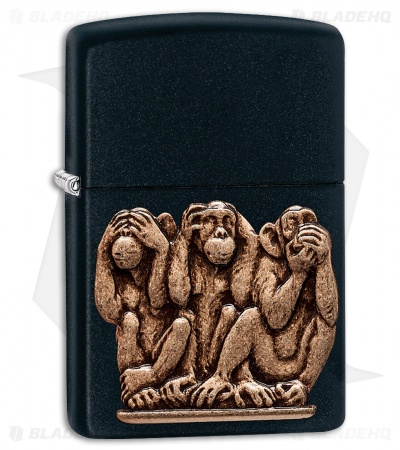 Zippo Lighter Three Monkeys (Black Matte) 12288