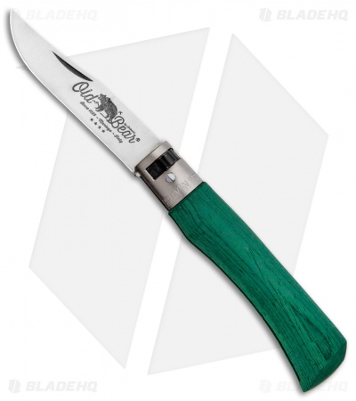 Antonini Old Bear Classical Small Folding Knife Green Wood (2.9" Satin)