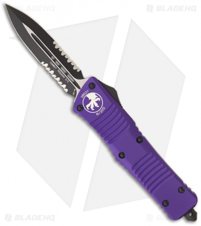 Microtech Purple Combat Troodon OTF D/E Knife (3.8" Black Serr) 142-2PU