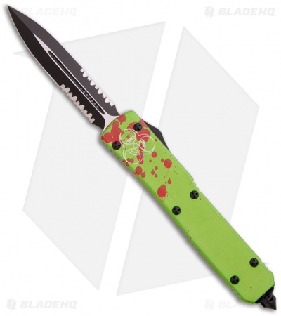 Microtech Ultratech Zombie-Tech D/E OTF Knife CC (3.5" Black Serr) 122-2Z