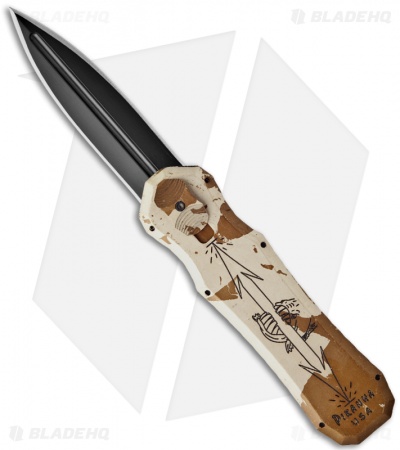 Piranha Excalibur D/A OTF Automatic Knife Desert Camo Al (3.2" Black Plain)