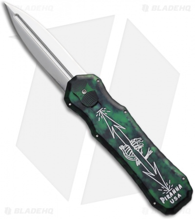 Piranha Excalibur OTF Knife Green Double Action Automatic (3.2" Stonewash)