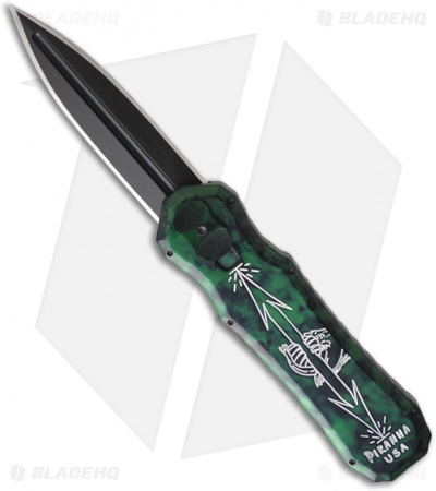 Piranha Green Excalibur OTF Knife Double Action Automatic (3.2" Black)