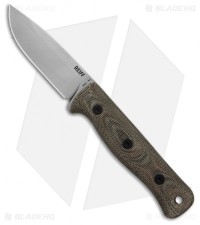 Reiff Knives F4 Bushcraft Survival MagnaCut Knife Green/Black Micarta (4" SW) RH