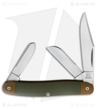 Rough Ryder Stockman Knife 3.5" Green G-10 RR2147