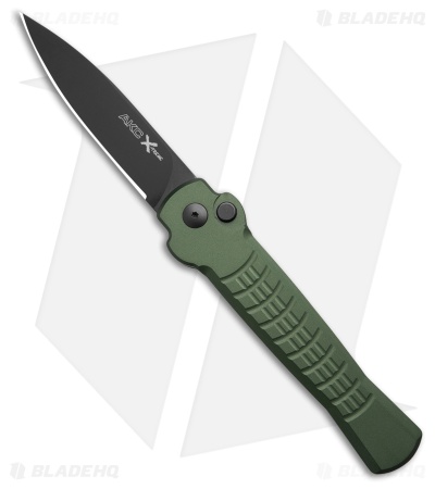 AKC X-treme Ace1  Side Opener Automatic Knife Green Aluminum (3.7" Black)
