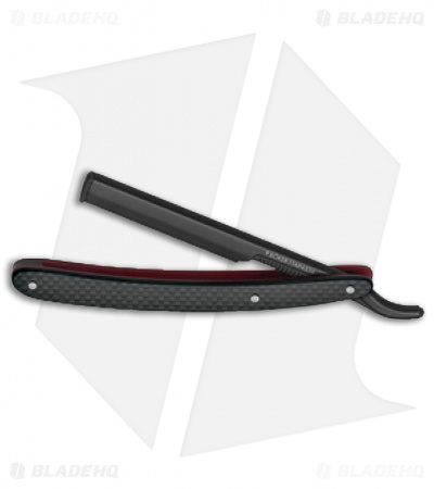 Boker Barbarette Straight Razor Black Carbon Fiber Red Liners (3