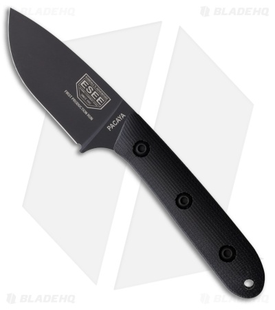 ESEE Knives Pacaya Fixed Blade Knife Black Canvas Micarta (3" Black 3V)