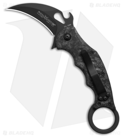 FOX Knives Karambit Liner Lock Folding Knife Fat Carbon Fiber (2.5" Black)
