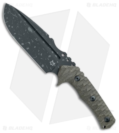 Fox Knives URO Fixed Blade Knife OD Green Micarta (6.1" Acid Washed Niolox)