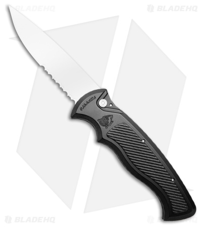 Piranha Velocity Automatic Knife Black Aluminum (3.1" Mirror Serr)