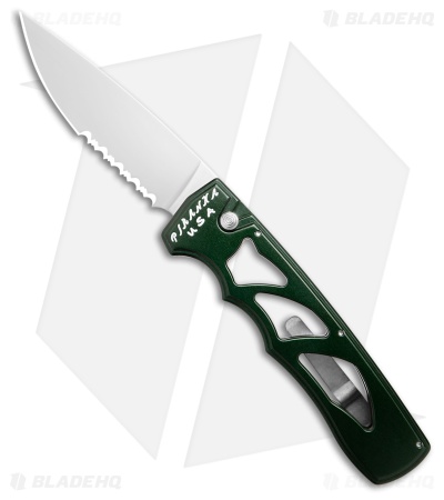 Piranha MagnaRaptor Automatic Knife Green Aluminum (3.4" Satin Serr)