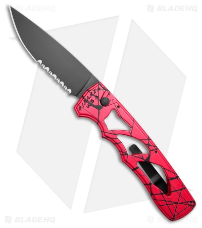 Piranha MagnaRaptor Automatic Knife Pink Aluminum (3.4" Black Serrated)