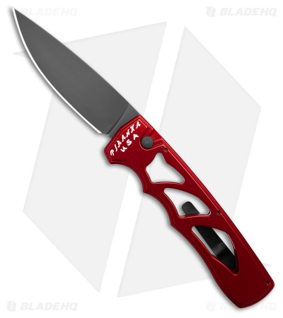 Piranha MagnaRaptor Automatic Knife Red Aluminum (3.4" Black)