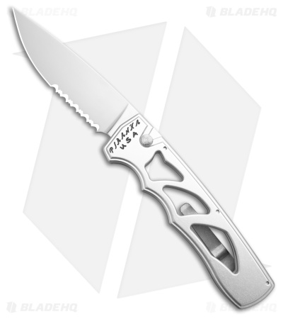 Piranha MagnaRaptor Automatic Knife Silver Aluminum (3.4" Satin Serr)
