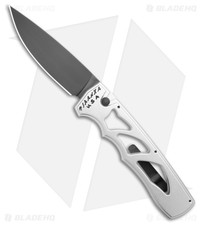 Piranha MagnaRaptor Automatic Knife Silver Aluminum (3.4" Black)