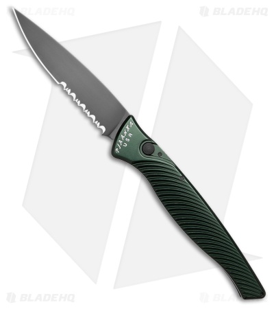 Piranha DNA Automatic Knife Green Marble Tactical (3.25" Black Serr)