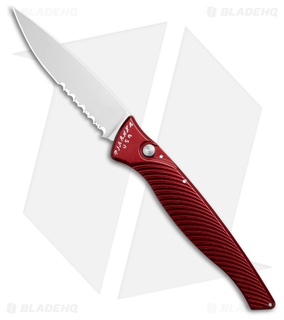 Piranha DNA Automatic Knife Red Aluminum (3.25" Mirror Serrated)
