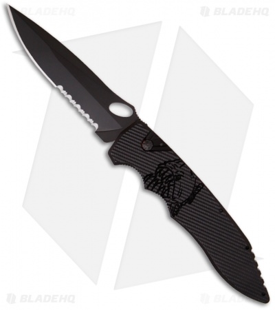 Piranha Predator Automatic Knife Black Tactical (4.1" Black Serr)