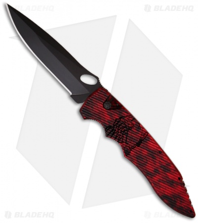 Piranha Predator Automatic Knife Red Tactical (4.1" Black)