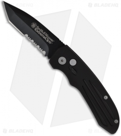 Smith & Wesson Extreme Ops Tanto Automatic Knife Black Al (3.25" Black Serr)