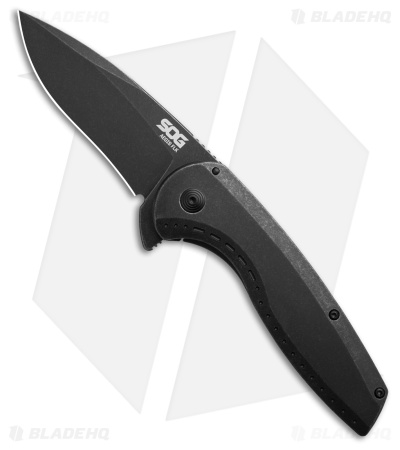 SOG Aegis FLK 2.0 Frame Lock Knife Black Steel (3.5" Black Stonewash)