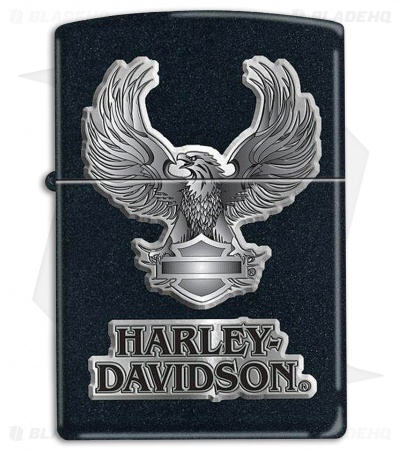 Zippo Lighter Black Matte Harley Black Eagle 12845