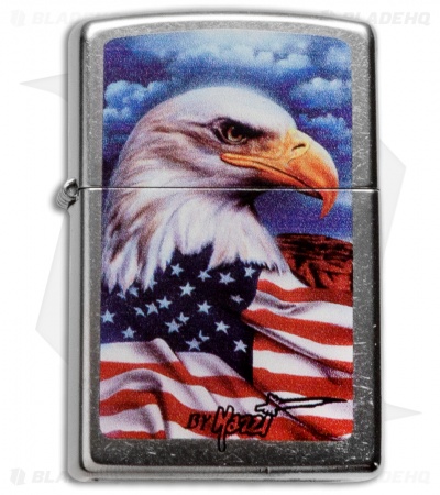 Zippo Classic Lighter Mazzi Freedom Watch Eagle (Street Chrome) 24764