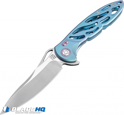 Artisan Cutlery Hoverwing Frame Lock Knife Blue Ti (3.75" Satin S35VN)