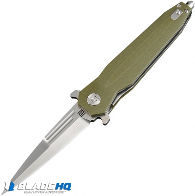 Artisan Cutlery Hornet Liner Lock Knife Smooth OD Green G-10 (3.54" Satin D2)