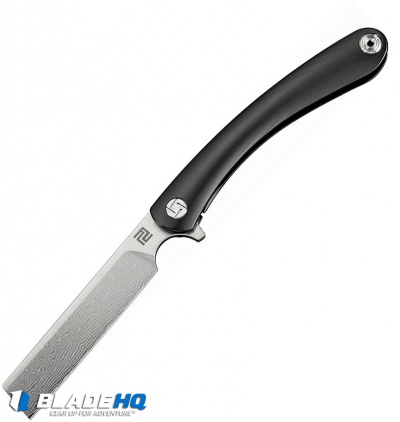 Artisan Cutlery Orthodox Frame Lock Knife Black Ti (3.75" Damascus)