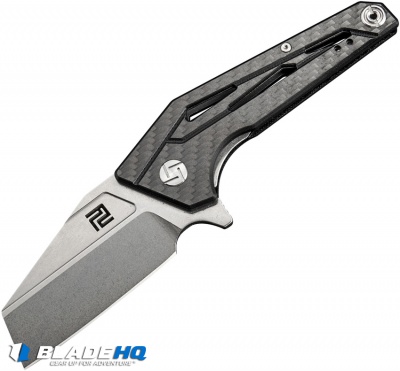 Artisan Cutlery Ravine Liner Lock Knife Black Carbon Fiber (3.25" Stonewash)