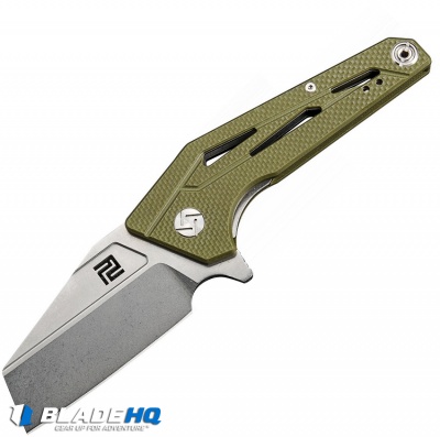 Artisan Cutlery Ravine Liner Lock Knife OD Green G-10 (3.25" Stonewash)