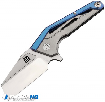 Artisan Cutlery Ravine Frame Lock Knife Blue/Gray Ti (3" Satin CPM-S35VN)