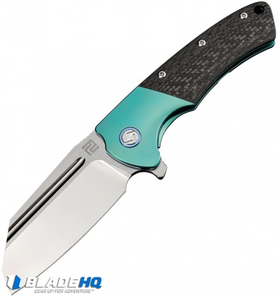Artisan Cutlery Mastiff Frame Lock Knife Green CF/Ti (3.5" Satin CPM-S35VN)