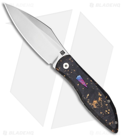 Artisan Cutlery Weyden Frame Lock Knife Ti + Gold Flake CF (3.2